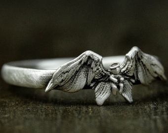 Sterling Silver Angel Devil Wings Ring: Adjustable Thumb Ring