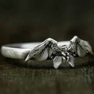 925 Sterling Silver Angel Devil Wings Ring, Devil Wings Couple Ring, Angel Wings Adjustable, Delicate Thumb Ring