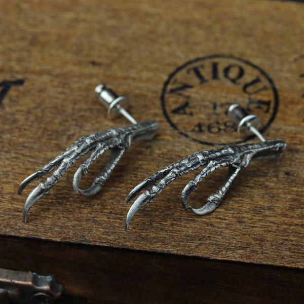 Sterling silver bird claw earrings