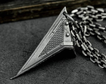 Silent Hill Triangle Head Sterling Silver Pendant, Pyramid Head Pendant, Pyramid Head Sterling Silver Necklace, necklace for Men - Handmade