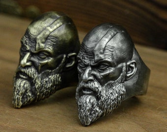 Sterling Silver Spartan Warrior Ring: Handmade Soul Kratos Ring
