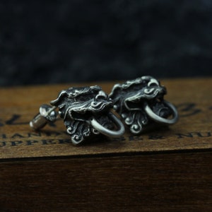 Leo door knocker earrings, movable bite ring earrings, lucky jewelry, good luck animal earrings gift, amulet, sun god Ra, symbol of the king
