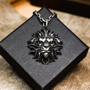 Silver Lion Necklace - Mighty Lion King Pendant - Guardian Lion Necklace - Animal Necklace - Lion Amulet - Gift for Animal Lovers