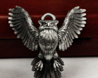 Flying Owl Necklace: 925 Silver Bird Pendant, Symbol of Wisdom