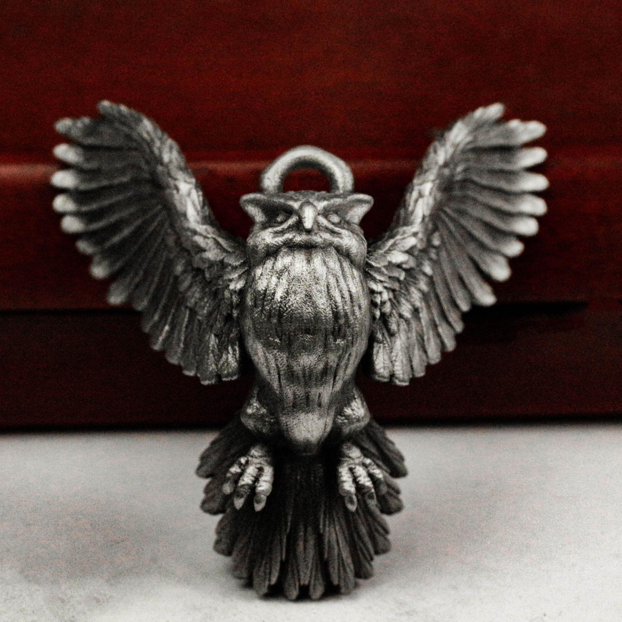 Flying Owl Necklace: 925 Silver Bird Pendant, Symbol of Wisdom
