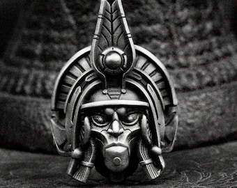 Maya Magier Maske Ring: Schmuck aus alter Zeit des Segens