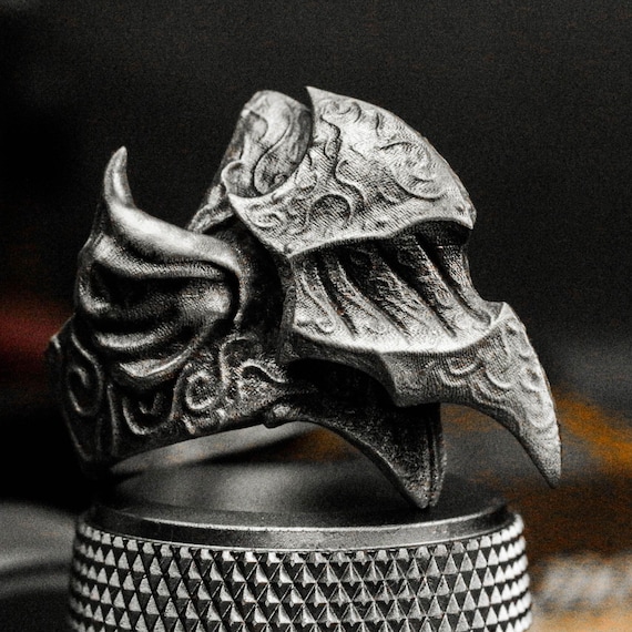 バイキングレイヴンヘルメットリング、北欧の戦士ジュエリー - Etsy 日本