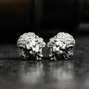 Spiritual animal blue lion earrings - folklore blue lion, ward off evil and avoid disasters, good luck jewelry, Buddhist earrings jewelry
