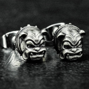 Dog Stud Earrings - English Bulldog Jewelry - Sterling Silver Bulldog Stud Earrings - Handmade Silver Stud Earrings - Charm Pet Jewelry