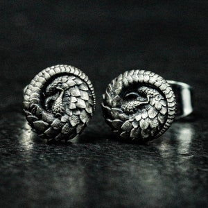 Pangolin Jewelry - Vintage Style - Pangolin Silver Stud Earrings - Unique Animal Inspired Jewelry - Silver Animal Earrings
