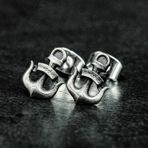 Anchor earrings\Nautical jewelry\Silver anchor gifts\Medieval Viking anchor small earrings\Handmade anchor jewelry