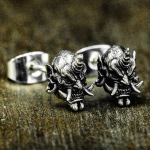 Mysterious Unicorn Ghost Earrings\Horned Beast\Horned Demon\Artisan Silver Gifts\Customized Design\Satan Silver Earrings