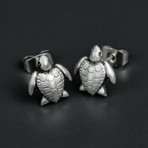 Turtle 925 silver earrings, sea animals silver earrings, turtle earrings - handmade