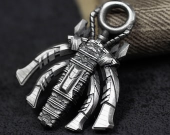 Hand Carved Spirit Pendant: Religious Ritual Necklace