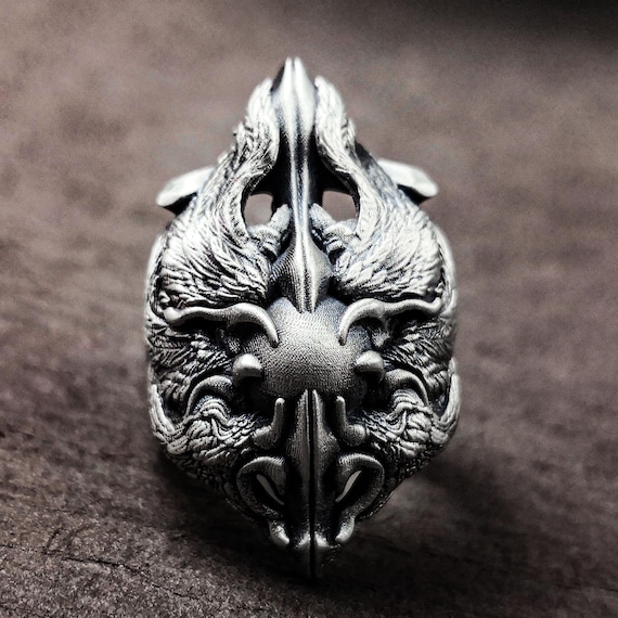 925 Silver Six-Winged Angel Ring: Gothic Feather Blessing Ring