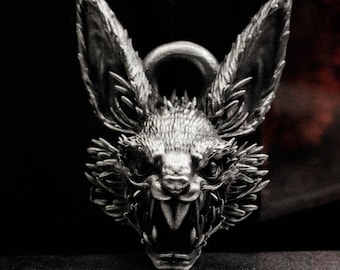Raging Rabbit 925 Sterling Silver Pendant: Halloween Animal Necklace