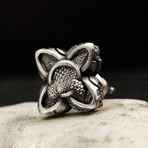 Snake Flower Earrings - Sterling Silver Girls Jewelry Earrings - Silver Flower Earrings - Petals and Snake Pattern Creative Gifts