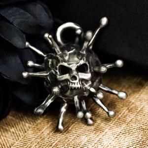 Death virus pendant necklace, dark medical beauty, biohazard, mutation, life and death necklace, life and angel faith jewelry