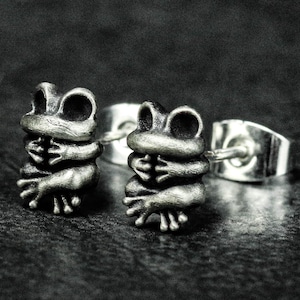 Elegant Frog Silver Earrings - Cross-legged Frog Earrings Jewelry - Animal Earrings Silver Gifts - Best Friend Gifts - Cute Frog