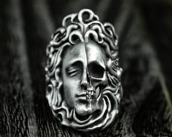Medusa Gothic Sterling Silver Ring-Skull Ring-Medusa Ring-Gothic Ring-Greek Mythology Ring