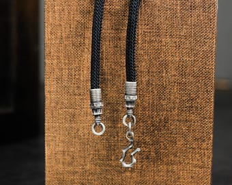 Black Rope Halskette: Sterling Silber Verschluss, Länge verstellbar