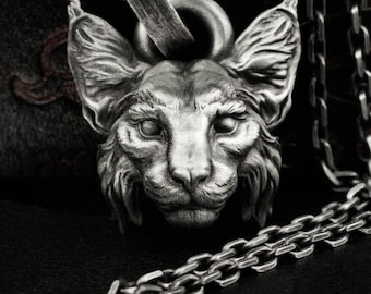Handmade 925 Silver Lynx Pendant Necklace - Wildcat Jewelry