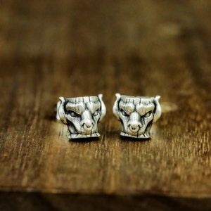 Sacred Bull Head Totem Earrings, Tribal Earrings Handmade Silver Jewelry, Nomadic Totem Earrings Gift - Symbol of Power and Wealth