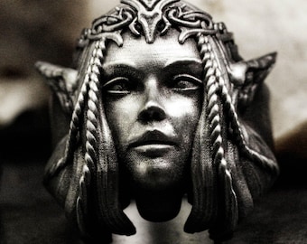 Handmade Sterling Silver Dark Elf Ring | Cosplay Goddess Jewelry