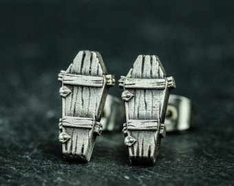 Coffin 925 Silver Earrings: Handmade Gothic Vampire Jewelry