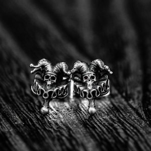 Clown Skull Studs Retro, Silver Clown Studs, Horror Earrings, Creepy Clown Earrings - Day of the Dead Gifts, Day of the Dead Theme
