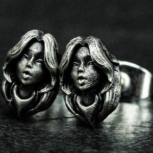 Goddess Stud Earrings - Primitive Jewelry for Girls - Modern Style Girls Silver Jewelry - Divine Feminine, Spirituality, Faith,