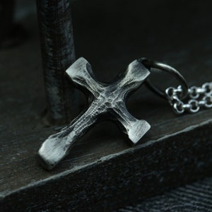 Christian Religious Cross Pendant Necklace, Hammered Cross Necklace Gift - Handmade Cross, Mens Religious Jewelry, ModernKnuckleCrossPendant