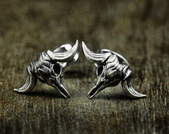 Wild West Bull Skull Sterling Silver Earrings Gothic Alternative Punk Jewelry Gift