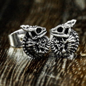 Chamäleon Ohrringe - Skelett Schmuck - Haustier Schmuck - Gecko Ohrringe - Eidechsen Geschenke - Handgemachter Silber Schmuck - Reptilien Schmuck