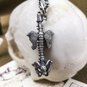 Human skeleton design silver pendant - Hell's Gate key necklace - Master key pendant - Old key - Trunk skeleton anatomy skull ribs organs