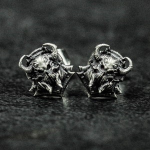 Sterling zilveren heren oorbellen-oorlog Armor sieraden-realisme oorbellen-legendarische krijgers-sterling zilver gieten-schaduw van de oorlog