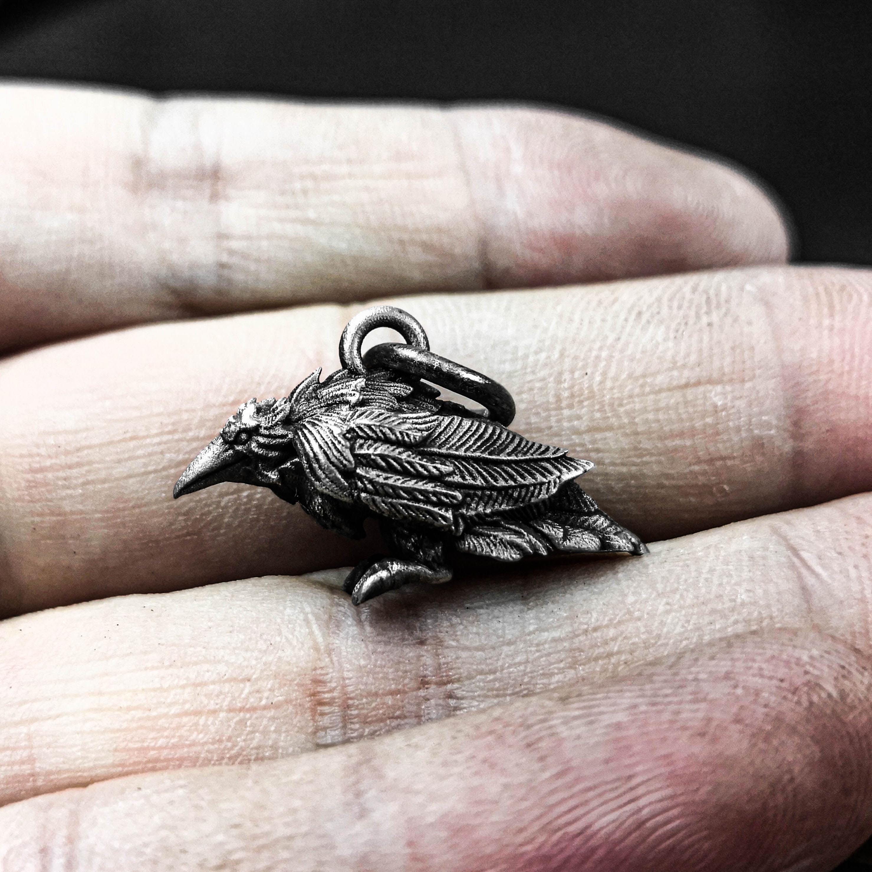 Viking Celtic Raven Pendant - Silver Bird Necklace - Odin Raven Jewelry ...