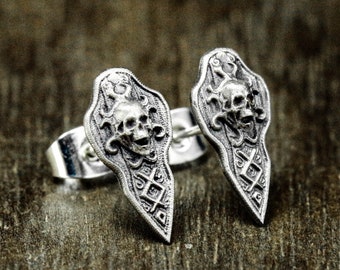 Bijoux bouclier fantôme-bijoux amusants-cadeau surprise-boucles d'oreilles en argent sterling-boucles d'oreilles fille-bouclier vikings-Satan-boucles d'oreilles totem