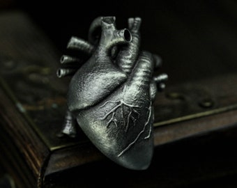 Handmade Brass Anatomical Heart Pendant Necklace: Gothic Anatomist Gift