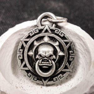 Rough Orc Amulet Pendant - 925 Sterling Silver God Card Pendant Necklace, Fantasy Jewelry, Mythology Jewelry Gift, Role Play Orc