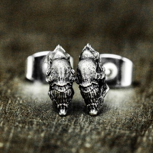 Alien skull jewelry\weird\silver earrings\newborn embryos\silver skulls\animal skulls\unique silver gifts for him\sci-fi jewelry