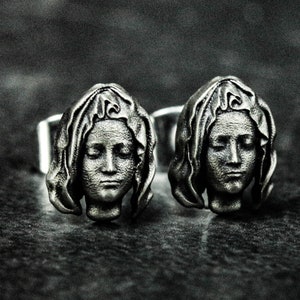 Virgin Mary Earrings - Religious Christian Silver Stud Earrings Gift - Jewelry of the Legendary Virgin Mary, Mother of Angels and Messengers
