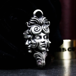 Hecate pendant, Greek mythology Hecate pendant necklace, Greek goddess sculpture, triptych goddess necklace, witchcraft amulet