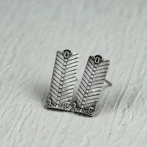 Medieval shield earrings, warrior shield square earrings, vintage silver stud earrings, custom geometric earrings,