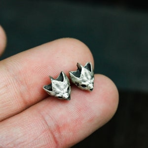 Snapping Turtle Skull 925 Silver Earrings, Silver Skull Handmade Silver Jewelry Personalized Silver Animal Gift Unisex Fine Jewelry