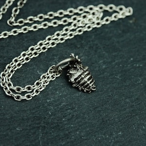 Anatomical heart silver pendant necklace, personalized gothic handmade gift dark heartbeat, heart pendant