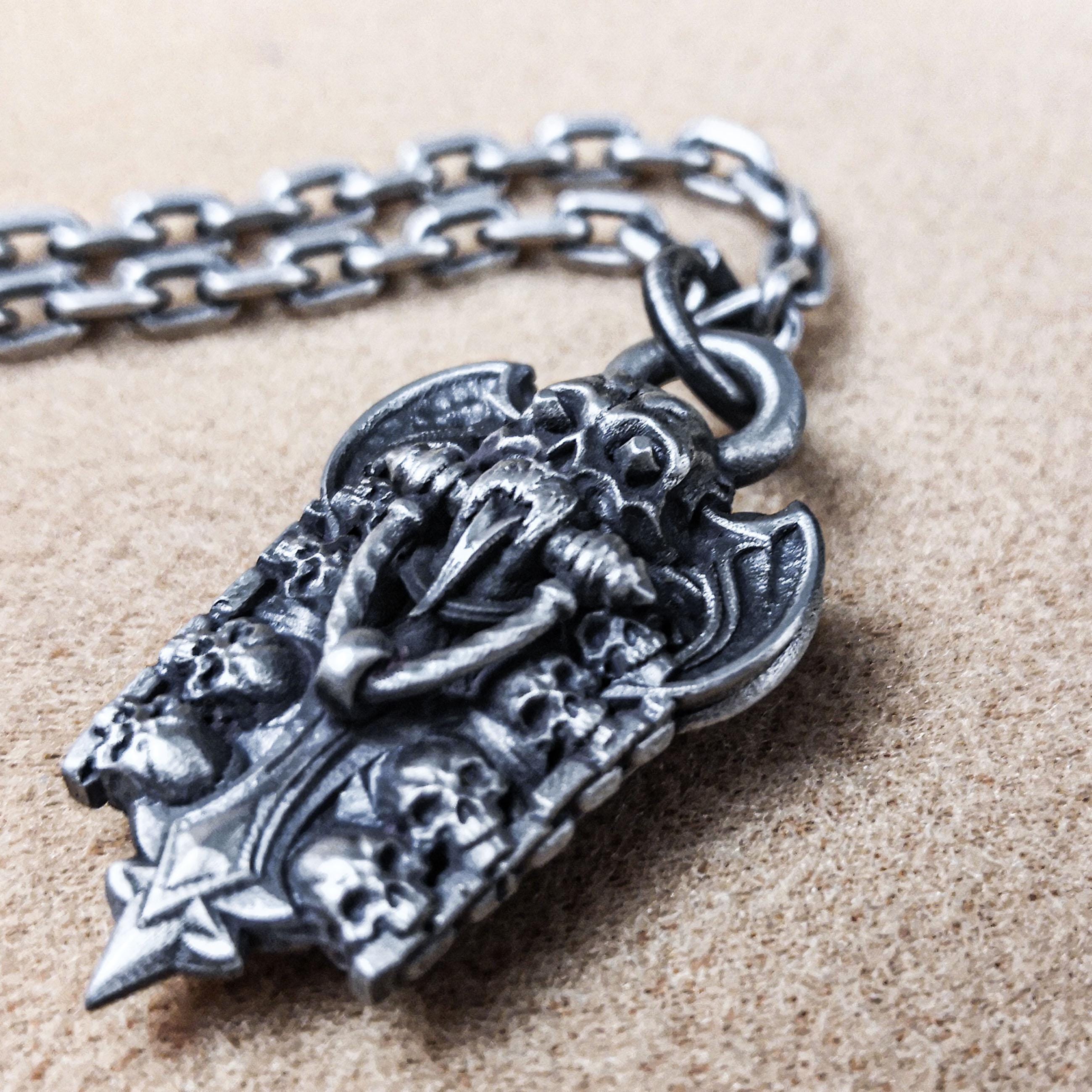 925 Silver Baphomet Pendant Necklace: Hell's Gate Mystical Jewelry