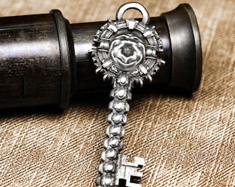Sterling Silver Time Key Pendant: Ancient Inspired Necklace