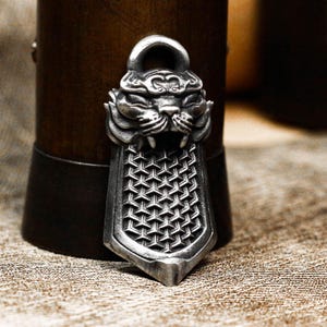 Chinese style tiger pendant, silver leopard tattoo pendant, armor tiger necklace, zodiac animal pendant, big cat lover gift