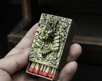 Anubis Streichholzschachtel: Ägyptischer Gott Amulett, Messing oder Sterling Silber
